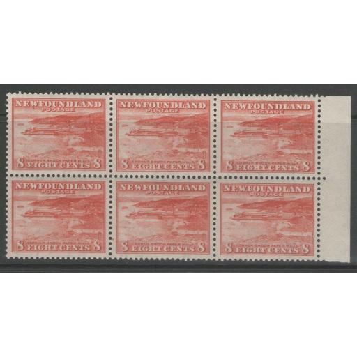 NEWFOUNDLAND SG227 1932 8c BROWNISH-RED MNH BLOCK OF 6