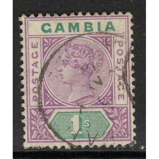 GAMBIA SG44 1898 1/- VIOLET & GREEN FINE USED