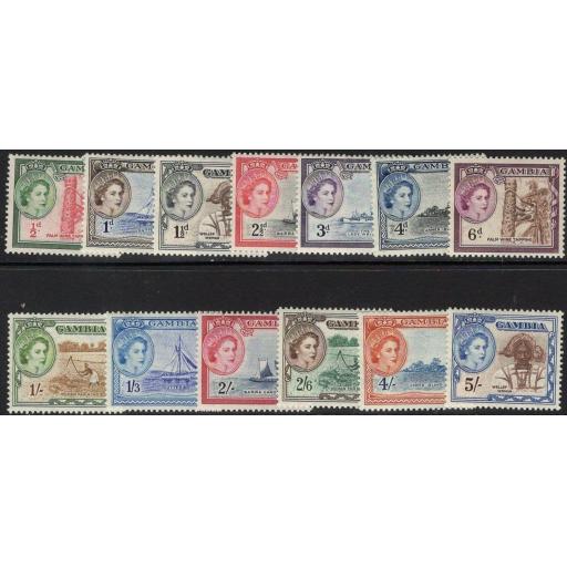 GAMBIA SG171/83 1953-9 DEFINITIVE SET TO 5/= MTD MINT
