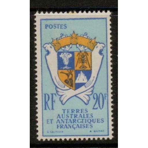 FRENCH SOUTHERN & ANT.TERR. SG13 1956 20f BLUE YELLOW & BLUE MNH