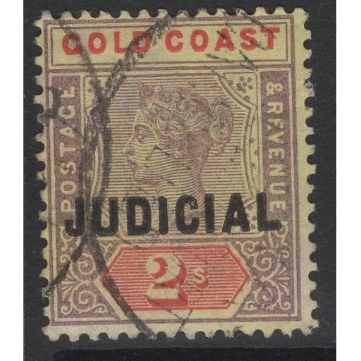 GOLD COAST Bft5 1899 2/= LILAC & RED/YELLOW USED