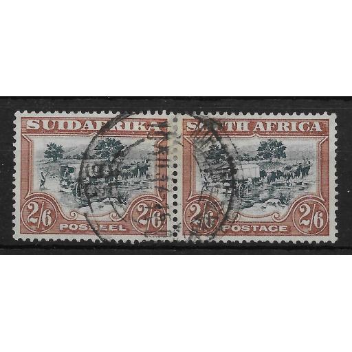 SOUTH AFRICA SG49 1932 2/6 GREEN & BROWN USED - PERF SPLITTING