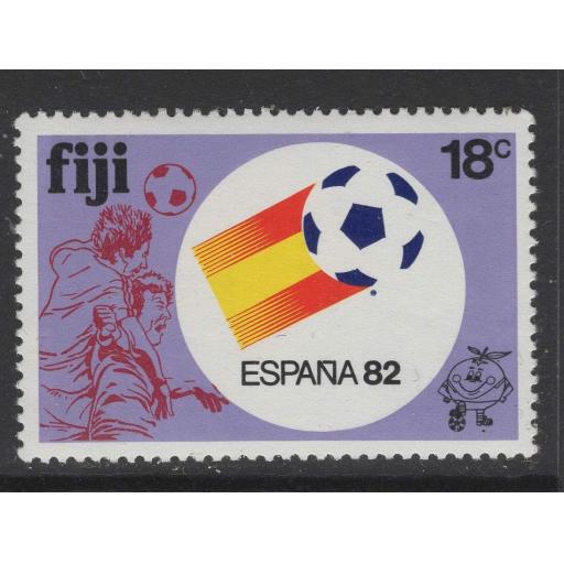 FIJI SG637w 1982 18c FOOTBALL WORLD CUP WMK CROWN TO RIGHT OF CA MNH