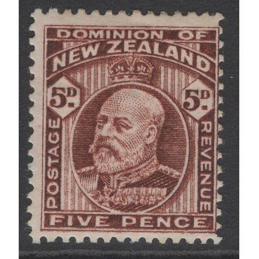 NEW ZEALAND SG402 1916 5d RED-BROWN p14x13½ MTD MINT