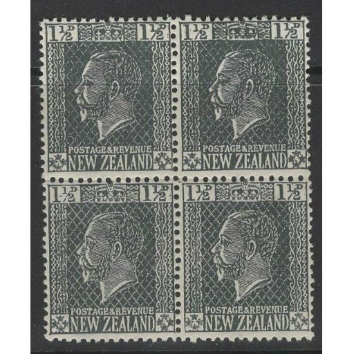 NEW ZEALAND SG436 1916 1½d GREY-BLACK BLOCK OF 4 MNH