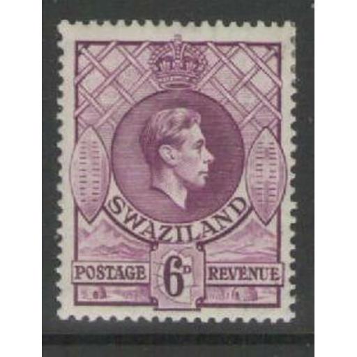 SWAZILAND SG34 1938 6d DEEP MAGENTA p13½x13 MTD MINT