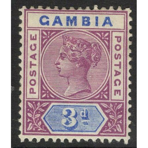 GAMBIA SG41 1898 3d REDDISH-PURPLE & BLUE MTD MINT