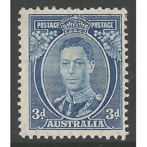 AUSTRALIA SG168ca 1938 3d BRIGHT BLUE DIE II MTD MINT