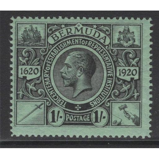 BERMUDA SG73 1921 1/= BLACK/GREEN MTD MINT