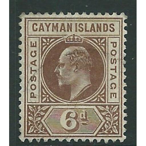 CAYMAN ISLANDS SG11 1905 6d BROWN FINE USED