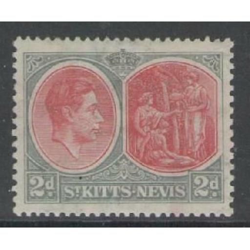 ST.KITTS-NEVIS SG71 1938 2d SCARLET & GREY MTD MINT