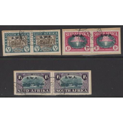 SOUTH WEST AFRICA SG111/3 1939 LANDING OF HUGUENOTS FINE USED ON PIECES