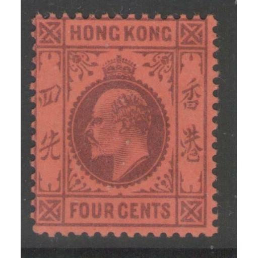 HONG KONG SG64 1903 4c PURPLE/RED MTD MINT