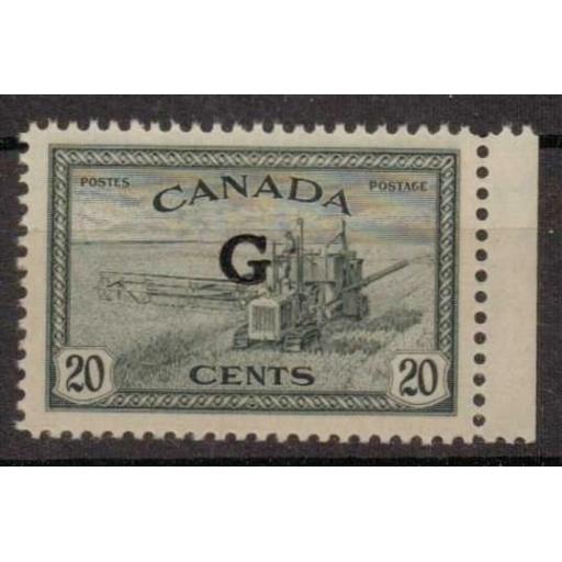 CANADA SGO187 1950 20c SLATE OFFICIAL MNH