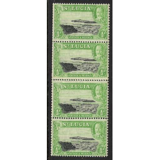 ST.LUCIA SG113a 1936 ½d MTD MINT VERTICAL COIL STRIP OF 4 WITH COIL JOIN