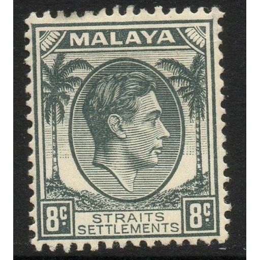 MALAYA STRAITS SETTLEMENTS SG283 1938 8c GREY MTD MINT