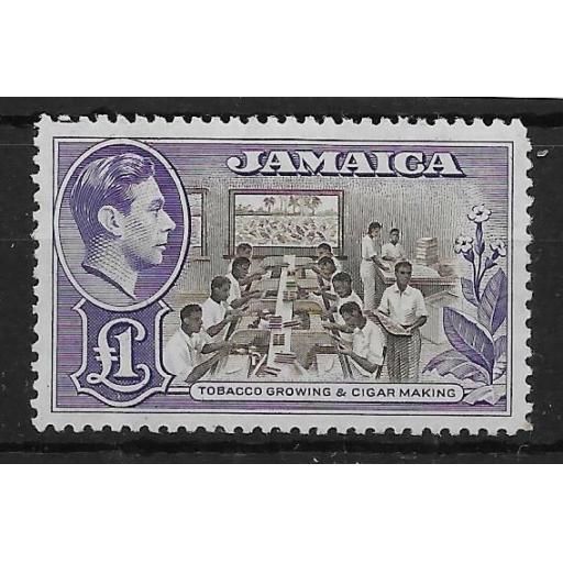 JAMAICA SG133a 1949 £1 CHOCLATE & VIOLET MTD MINT