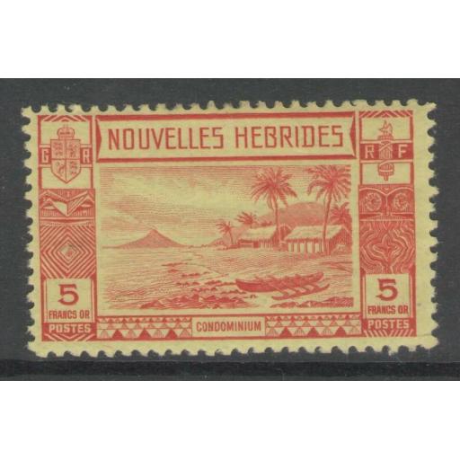 NEW HEBRIDES (FRENCH) SGF63 1938 5f RED/YELLOW MTD MINT