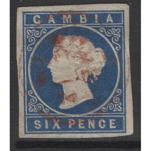 GAMBIA SG3 1869 6d DEEP BLUE USED