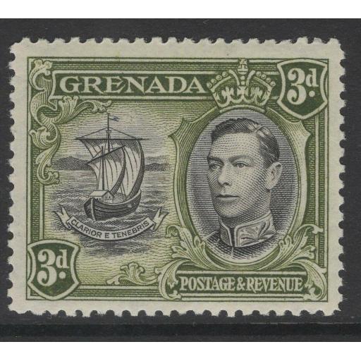 GRENADA SG158 1938 3d BLACK & OLIVE-GREEN p12½ MNH