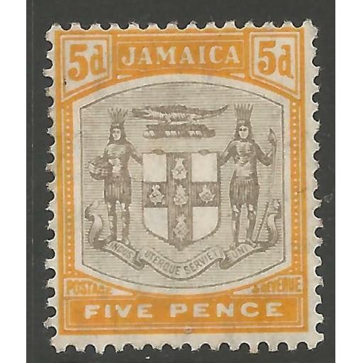 JAMAICA SG43 1907 5d GREY & ORANGE-YELLOW MTD MINT