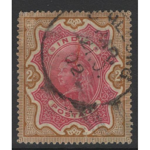 INDIA SG107 1895 2r CARMINE & YELLOW-BROWN USED