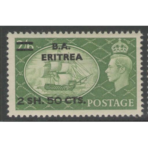 B.O.I.C.-ERITREA SGE30 1951 2s50 on 2/6 YELLOW-GREEN MTD MINT