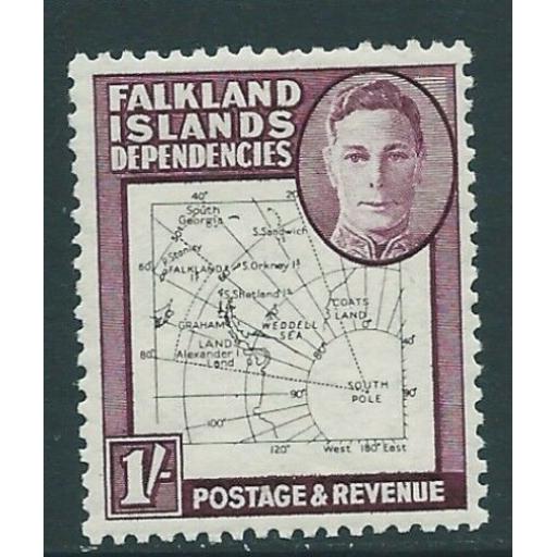 FALKLAND IS.DEP. SGG16 1948 1/= BLACK & PURPLE THIN MAPS MTD MINT