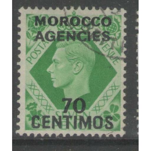 MOROCCO AGENCIES SG170 1940 70c on 7d EMERALD-GREEN FINE USED