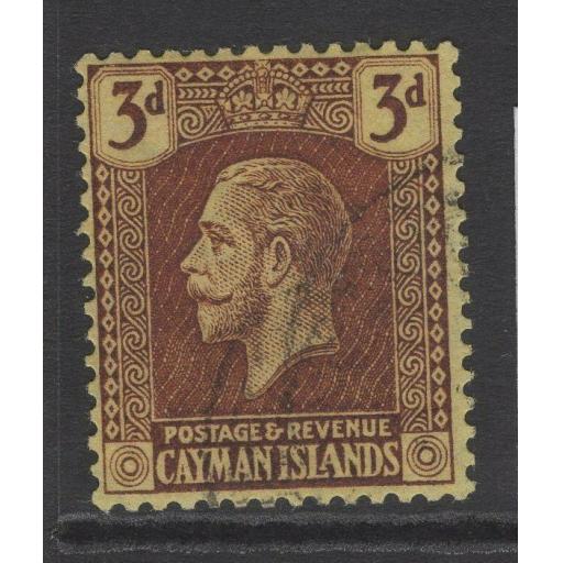 CAYMAN ISLANDS SG60b 1921 3d PURPLE/PALE YELLOW FINE USED