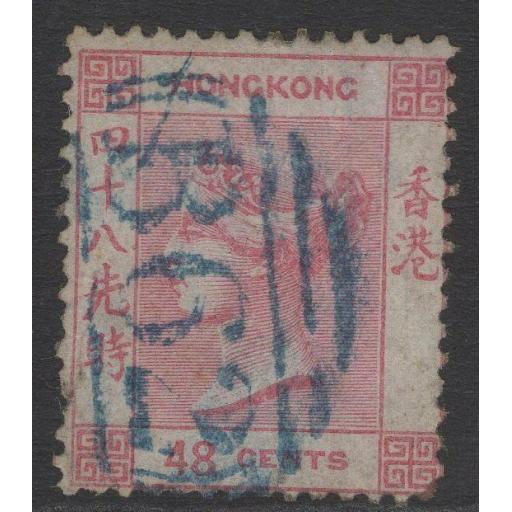 HONG KONG SG6 1862 48c ROSE USED