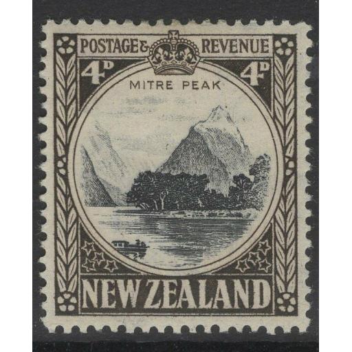 NEW ZEALAND SG583c 1941 4d BLACK & SEPIA p14 MTD MINT