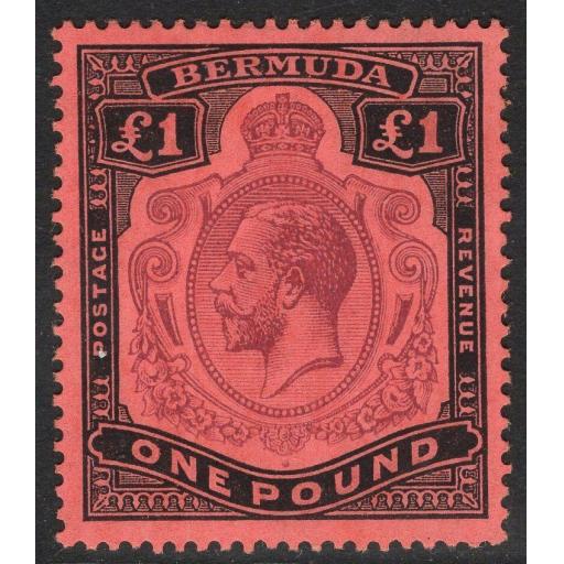 BERMUDA SG55 1918 £1 PURPLE & BLACK/RED MTD MINT