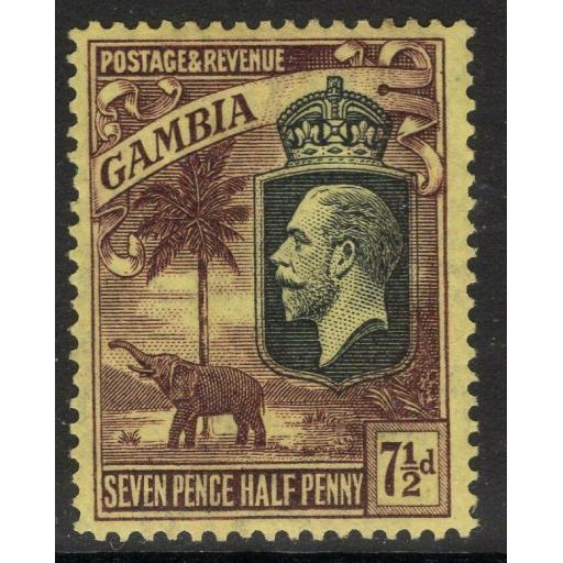GAMBIA SG132 1927 7½d PURPLE/YELLOW MTD MINT