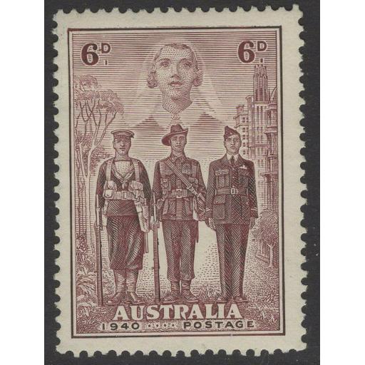 AUSTRALIA SG199 1940 6d BROWN-PURPLE MTD MINT