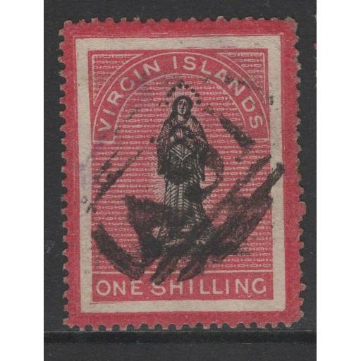 VIRGIN ISLANDS SG18 1867 1/= BLACK & ROSE-CARMINE(WHITE PAPER) USED