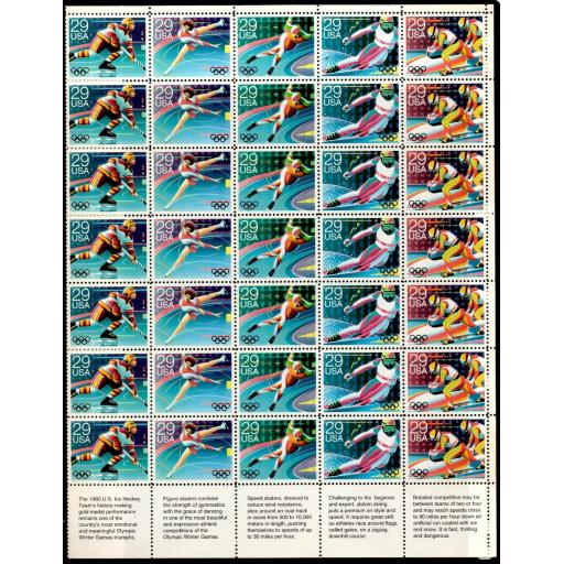 U.S.A. SG2645/9 1992 WINTER OLYMPICS SHEET OF 7 SETS MNH
