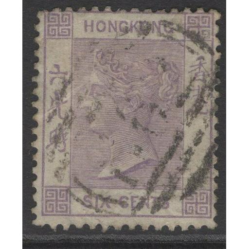 HONG KONG SG10a 1863 6c MAUVE USED