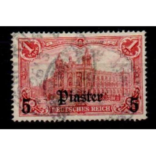 GERMAN P.O.'s IN TURKISH EMPIRE SG43 1905 5pi ON 1m CARMINE 26x17 HOLES USED