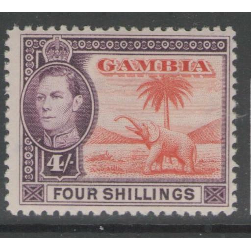 GAMBIA SG159 1938 4/= VERMILION & PURPLE MTD MINT