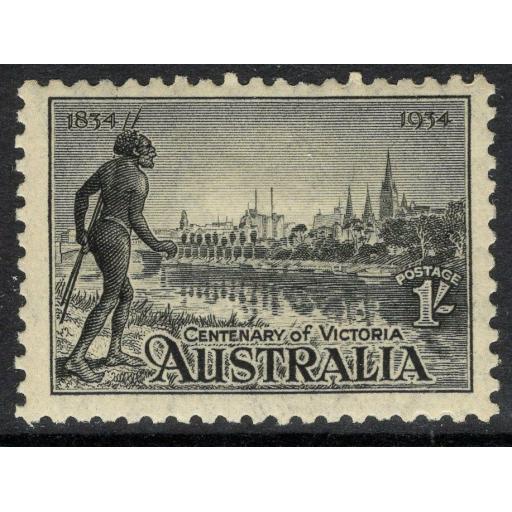 AUSTRALIA SG149 1934 1/- BLACK p10½ MTD MINT