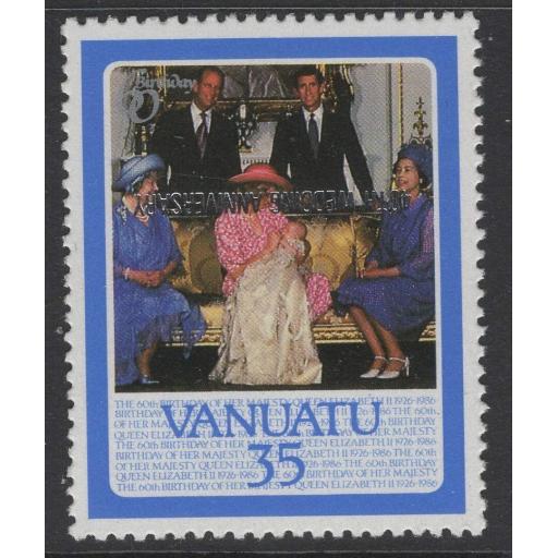 VANUATU SG488var 1987 35v ROYAL RUBY WEDDING OVERPRINT INVERTED MNH