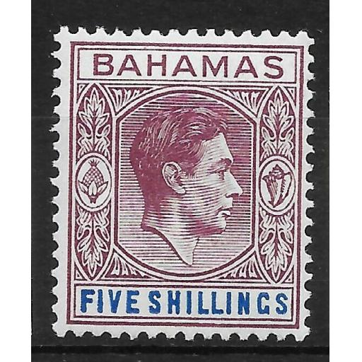 BAHAMAS SG156d 1948 5/= BROWN-PURPLE & DEEP BRIGHT BLUE MTD MINT
