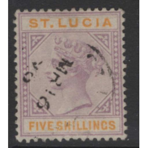 ST.LUCIA SG51 1891 5/= DULL MAUVE & ORANGE USED