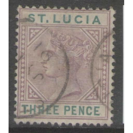 ST.LUCIA SG40 1886 3d DULL MAUVE & GREEN USED