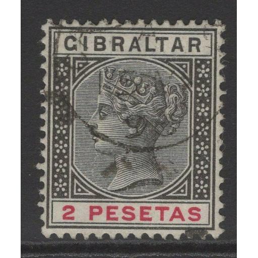 GIBRALTAR SG32 1892 6p BLACK & CARMINE USED