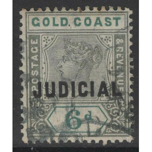 GOLD COAST Bft3 1899 6d GREY & TURQUOISE USED