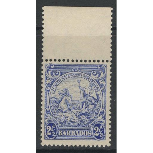 BARBADOS SG251a 1938 2½d ULTRAMARINE WITH MARK ON CENTRAL ORNAMENT MNH