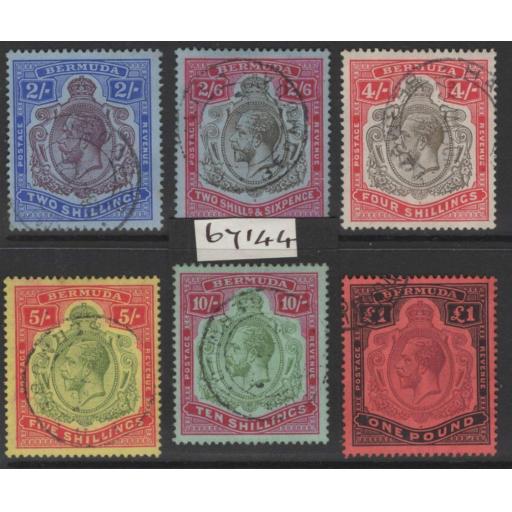 BERMUDA SG51b/5 1918-22 HIGH VALUES (10/- WITH BPA CERT) FINE USED