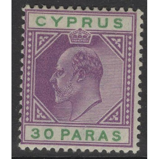 CYPRUS SG51 1903 30pa VIOLET & GREEN MTD MINT